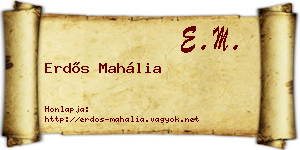 Erdős Mahália névjegykártya